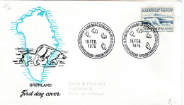 FDC  GREENLAND, Polar Bear     /     GROENLAND  Lettre De Première Jour, L`ours Polaire   1976 - Bears