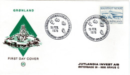 FDC  GREENLAND, Polar Bear     /     GROENLAND  Lettre De Première Jour, L`ours Polaire   1976 - Bears