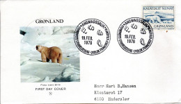 FDC  GREENLAND, Polar Bear     /     GROENLAND  Lettre De Première Jour, L`ours Polaire   1976 - Bären