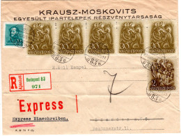 Ungarn 1938, 7 Marken Auf Reko-Express Brief V. Budapest N. Deutschland - Briefe U. Dokumente