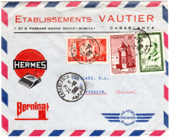 Marokko 1961, 3 Marken Auf Reklame Luftpost Umschlag V. Casablanca I.d. Schweiz - Africa (Varia)