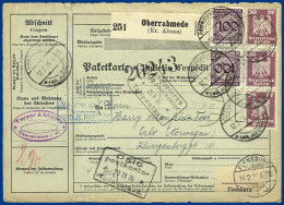 DR Norwegen 1926, Paketkarte V. Oberrahmede Altena M. 5 Marken+div. Stpln. #117 - Lettres & Documents