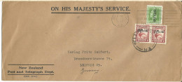 Neuseeland 1937, 1/2+Paar 1d Official Auf Dienst Brief V. Wellington N. Leipzig - Autres & Non Classés
