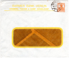 DR 1917, Gebr. 7 1/2 Pf. Germania Privatganzsache Umschlag Barmer Bank Verein - Lettres & Documents