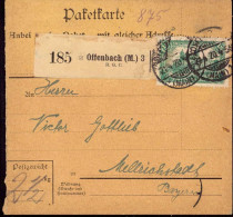 604034 | Inflation, Paketkarte, Einzelfrankatur, Nr. Zettel Mit Eindruck Der Firma R. G. C. | Offenbach (W 6050) - Lettres & Documents
