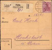 604043 | Inflation, Paketkarte, Einzelfrankatur, Nr. Zettel Mit Eindruck Franz Emil Berta, Wachswarenfabrik | Fulda (W 6 - Lettres & Documents