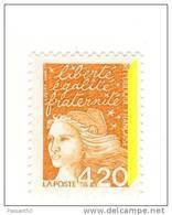 Luquet 4fr20 Orange YT 3094 TYPE II : UNE Bande Droite + Papier MAT. Voir Scan. Cote YT : 15 €, Maury 3079 IIb : 10 €. - Neufs