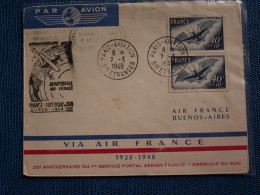 ENVELOPPE 07/03/1948 - LIAISON  FRANCE  AMERIQUE  DU  SUD//  20è Anniversaire Du Service Postal - Verzamelingen