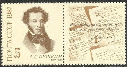 772 Russie 1987 Pushkin Pouchkine Se-tenant Label MNH ** Neuf SC (RUC-389) - Neufs