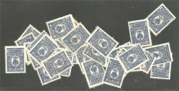 771 Russie 10k Blue Bleu 1909 32 Stamps For Study Aigle Imperial Eagle Post Horn Cor Postal Varnish No Gum (RUZ-360) - Oblitérés