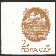 773 Russie 1991 Voilier Bateau Sailing Ship Train Locomotive Diligence Coach Imperforate Non Dentelé MNH ** Neuf(605) - Otros & Sin Clasificación