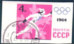 773 Russie Ski De Fond Cross-Country Skiing Non Dentelé Imperforate Stamp 1964 Margin Bord De Feuille (RUK-345) - Sci