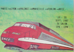 TGV ILL 89 . 3éme Salon CPA CPM .  Jean Claude Sizler . N° 91 . 3éme Série . N° 288 Sur 300 . - Treni