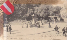 Beauvais La Place De La Gare  Carte Postale Animee 1905 - Beauvais