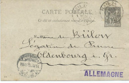 CARTE POSTALE 10 CT SAGE 1896 AVEC REPIQUAGE LIBRAIRIE HACHETTE PARIS - Overprinter Postcards (before 1995)