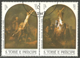 788 Sao Tome Principe Tableau Religieux Religious Painting Rembrandt Crucifixion Kreuzigung Crocifissione (SAO-24b) - Religious