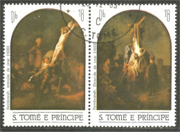 788 Sao Tome Principe Tableau Religieux Religious Painting Rembrandt Crucifiction Crucifixion Kreuzigung (SAO-24a) - São Tomé Und Príncipe