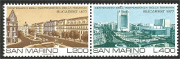 786 San Marino 100th Roumanie Romania Se-tenant Theatre Hotel MNH ** Neuf SC (SAN-55) - Neufs