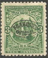 782 Salvador Official 3c Vert Green 1898 MH * Neuf (SAL-4) - Salvador