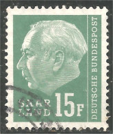 779 Sarre 1957 President Heuss 15F (SAA-95c) - Used Stamps