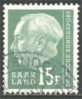 779 Sarre 1957 President Heuss 15F ST WENDEL (SAA-95a) - Used Stamps