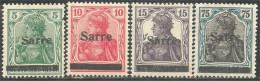 779 Sarre 1920 Occupation Surcharge SARRE 4 Timbres Stamps MH * Neuf (SAA-68) - Nuevos