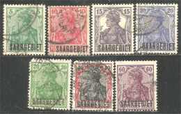 779 Sarre 1920 Occupation Surcharge SAARGEBIET 7 Timbres Stamps (SAA-70) - Oblitérés