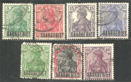 779 Sarre 1920 Occupation Surcharge SAARGEBIET 7 Timbres Stamps (SAA-70) - Gebraucht