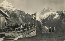 Switzerland Grindelwald Bergstation First Mit Wetterhorn U. Schreckhorn Tourist Types And Scenes - Grindelwald