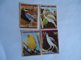 GUINEA ECUATORIAL 4  USED  BIRD BIRDS - Andere & Zonder Classificatie