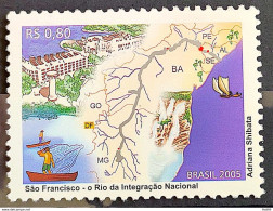 C 2629 Brazil Stamp River Sao Francisco Map Canoe Boat 2005 - Neufs