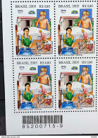 C 2621 Brazil Stamp Fights Poverty Hunger Zero Water 2005 Block Of 4 Bar Code - Neufs