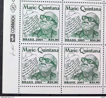 C 2620 Brazil Stamp Mario Quintana Literature Poet 2005 Block Of 4 Vignette Correios - Neufs