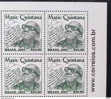 C 2620 Brazil Stamp Mario Quintana Literature Poet 2005 Block Of 4 Vignette Website - Neufs