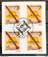 Brazil Regular Stamp RHM 837 Musical Instrument Fine Dentation Clarinet 2005 Block Of 4 CBC - Neufs