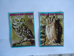 GUINEA ECUATORIAL 2 USED  BIRD BIRDS  OWLS - Owls