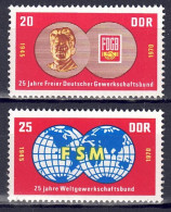 DDR 1970 - 25 Jahre FDGB Und WGB, Nr. 1577 - 1578, Postfrisch ** / MNH - Ungebraucht