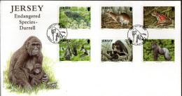 JERSEY, FDC, Iguana, Rat, Frog, Bats, Bear, Gorilla  /  Lettre De Première Jour, Iguana, Rat, Grenouille, Roussette - Altri & Non Classificati