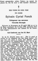 Souvenir Mortuaire FONCK Sylvain (1896-1978) Geboren En Overleden Te RESSEGEM - Imágenes Religiosas