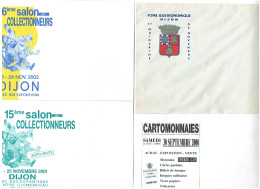 Lot 8 - Enveloppe Illustration - Salon Collections - FOIRE GASTRONOMIQUE  2001- 2003-1999 Cartomonnaies BEAUNE DIJON - Pubblicitari