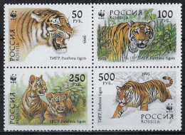 RUSSIE - ANIMAUX SAUVAGES - TIGRES - WWF - N° 6029 A 6032 - NEUF** MNH - Felini