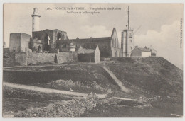 FRANCE Lighthouse Semaphore & Abbey Ruins POINTE ST MATHIEU Postcard 1911 GB Pmk 1/2d Stamp - Plougonvelin