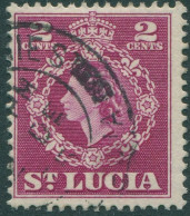 St Lucia 1953 SG173 2c Purple QEII FU - St.Lucia (1979-...)