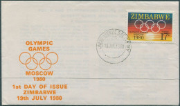 Zimbabwe 1980 SG596 17c Olympic Games FDC - Zimbabwe (1980-...)