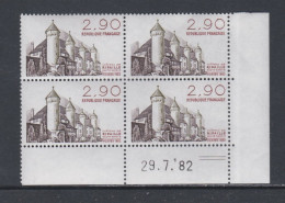 France  N° 2232 XX Sites : Château De Ripaille En Bloc De 4 Coin Daté Du  29 . 7 . 82 ; 2 Traits Sans Charnière, TB - 1980-1989