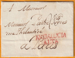 1776 - Lettre Pliée En Français De CADIZ Cadix, Espagne Vers PARIS, France - Marque Postale Andalucia Alta - Taxe 20 - ...-1850 Voorfilatelie