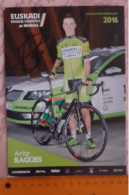 Autographe Aritz Bagues Euskadi Murias 2016format A5 - Cyclisme