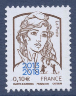 N° 5234 Marianne Ciappa Faciale 0,10 € Surchargée - 2013-2018 Marianne De Ciappa-Kawena