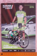 Autographe Ander Barrenetxea Euskadi Murias 2016format A5 - Cyclisme