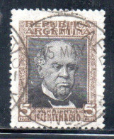 ARGENTINA 1911 DOMINGO F. SARMIENTO 5c USED USADO OBLITERE' - Used Stamps